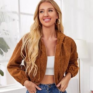 SHEIN Corduroy Hooded Jacket